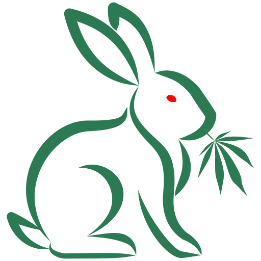 Ein Hase mit Blatt im Mund